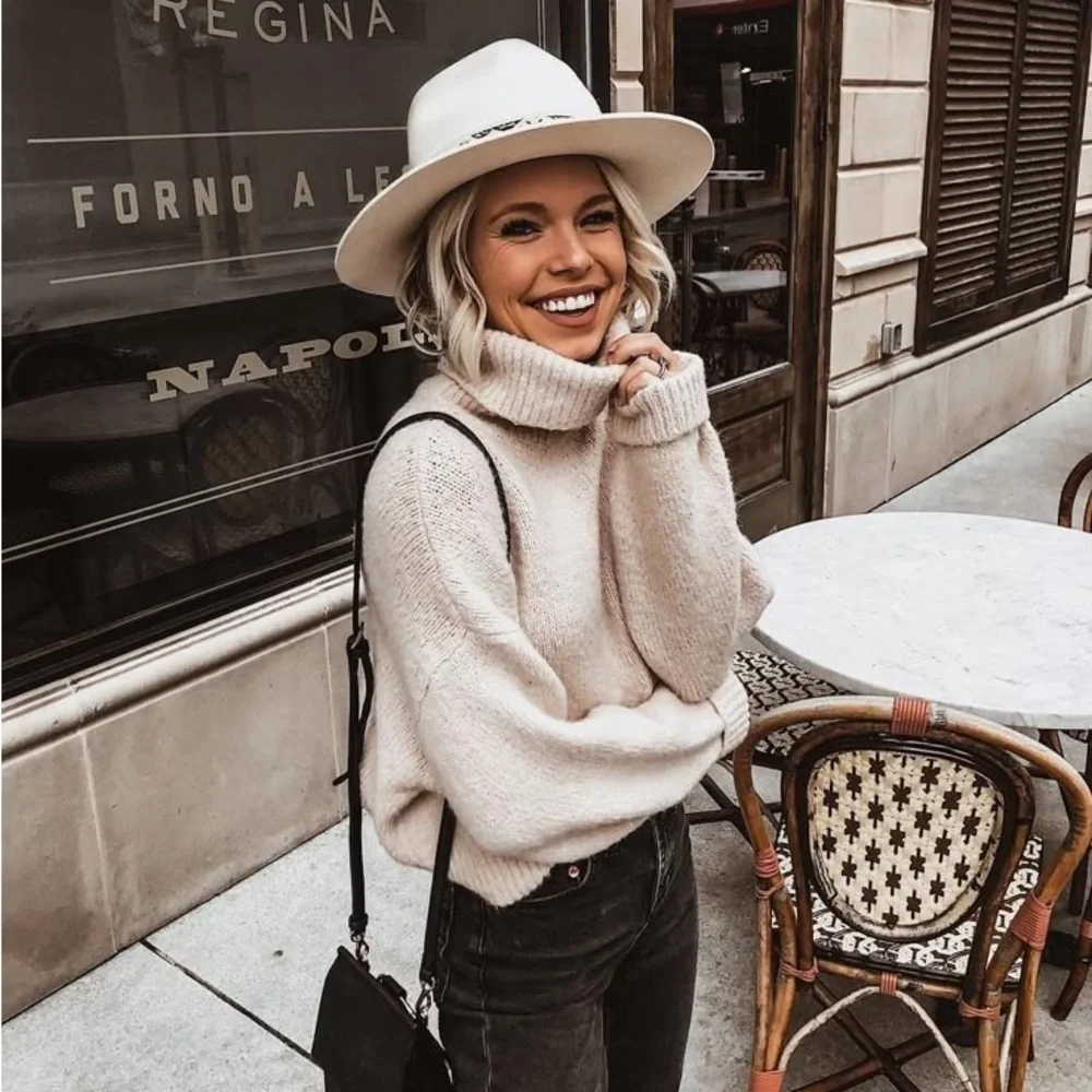 Trendy western ranch/ farmers boho hat in vanilla white summer perfect - Picture 2 of 8